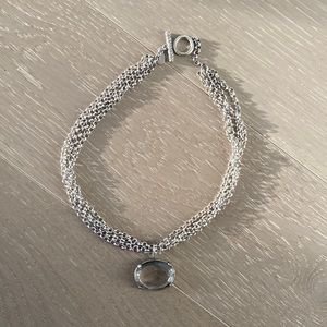 Silver club Monaco necklace with clear stone